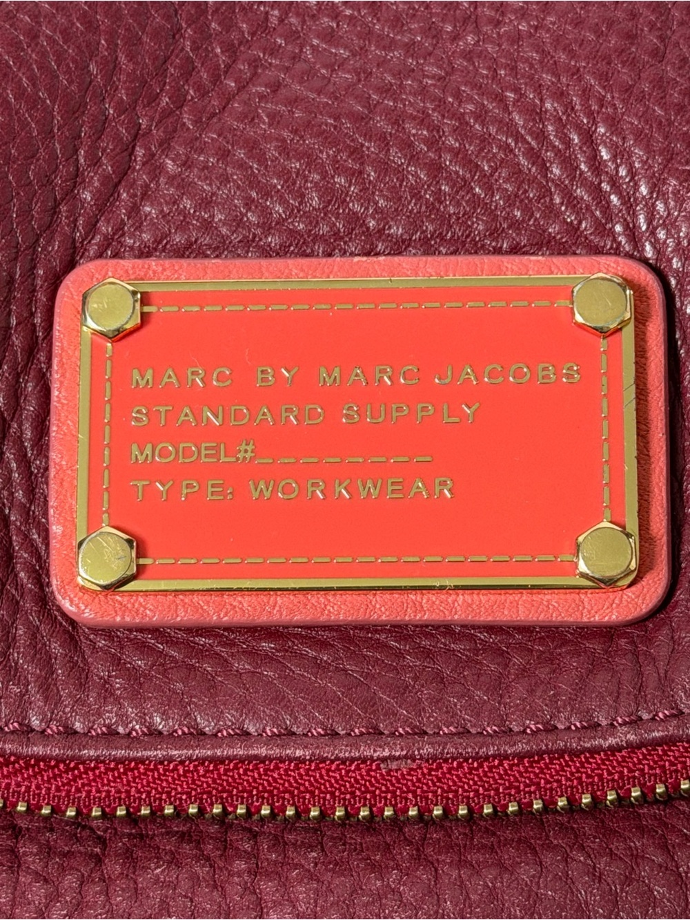 Marc by Marc Jacobs Burgundy Red Leather Crossbody with Coral Strap - Picture 3 of 11